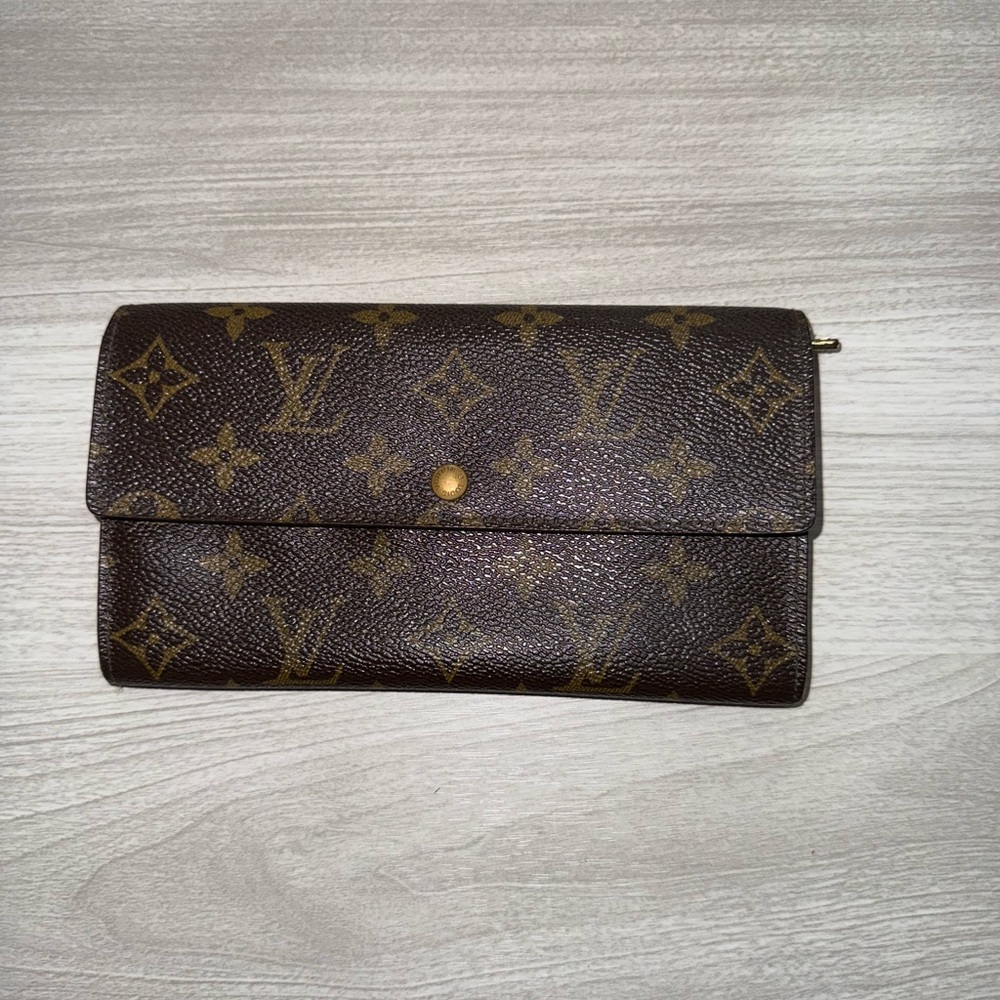 Authentic Louis Vuitton Textured Tan long wallet